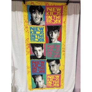 New Kids on the Block Fabric Panel NKOTB‎ 1990 Original Vintage 70 X 30 Inches